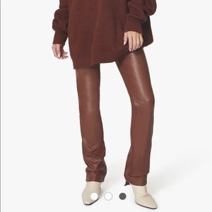 Danielle Bernstein WEWOREWHAT brown EMBOSSED CROC ANKLE FLARE PANT.